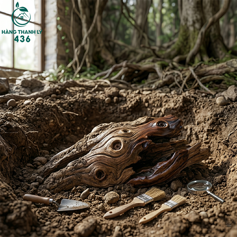 Gỗ lũa nằm trong lòng đất