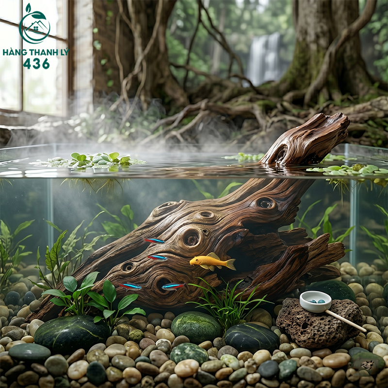 Gỗ lũa ngâm dưới bùn, lòng suối