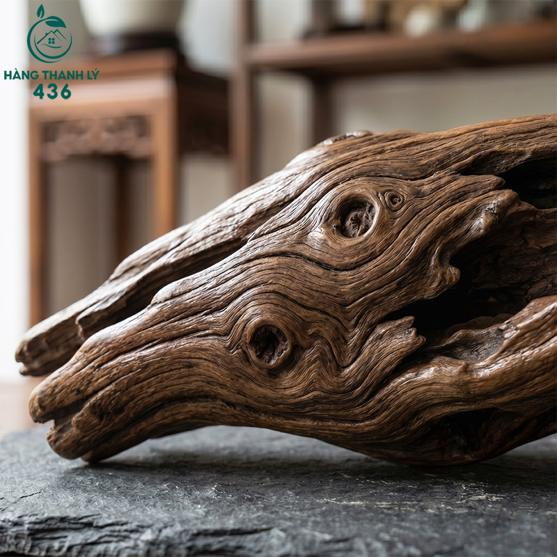 Gỗ lũa thường có đường cong, hốc lõm, rễ xoắn hoặc thế gỗ rất tự do.