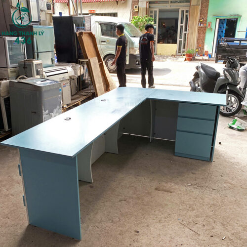 Quầy Lễ Tân Cũ 2M4X1M55X76CM Màu Xanh 6 quay le tan cu 2m4x1m55x76cm mau xanh 1