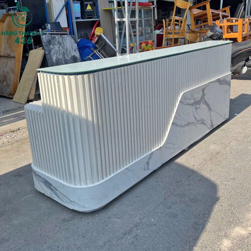 Quầy Lễ Tân 2M52X1MX65CM Cũ Phối Màu Trắng Vân Đá 6 quay le tan phoi mau trang van da cu 2m52x1mx65cm 1
