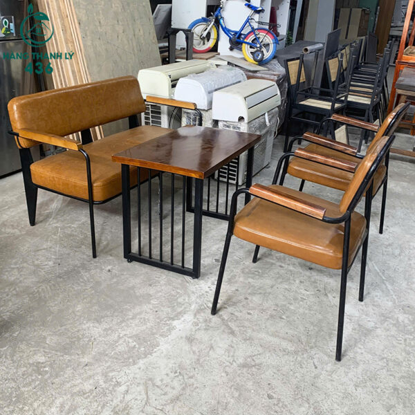 thanh ly bo ban ghe cafe chan sat mat go 2 3