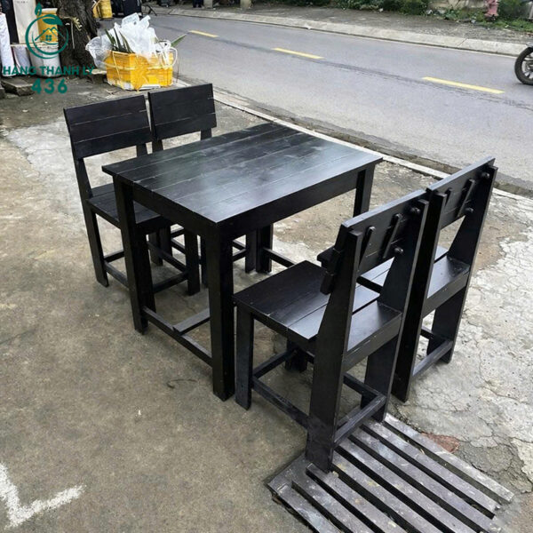 thanh ly bo ban ghe go mau den 80cmx60cmx70cm moi 99