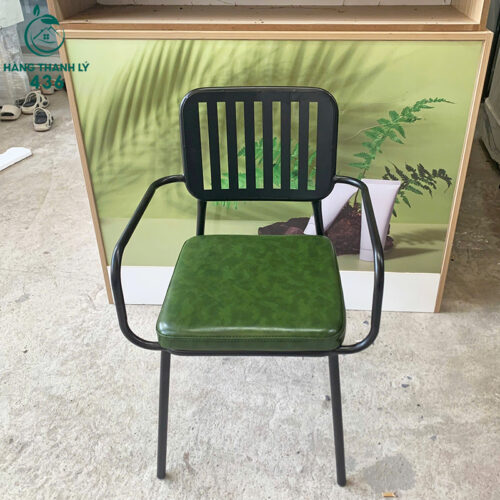 thanh ly ghe cafe khung sat nem da xanh reu moi 99 2