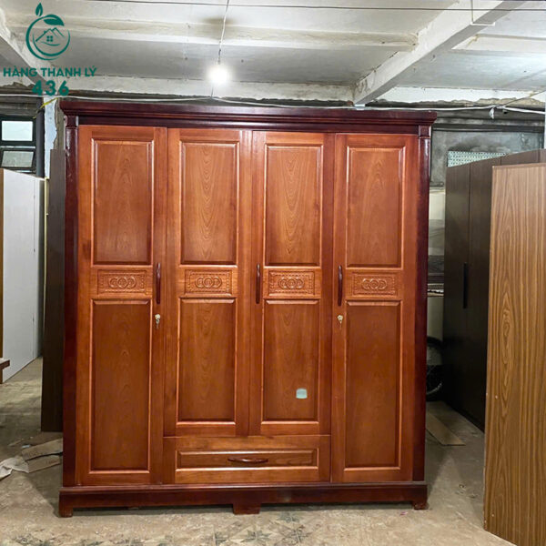 thanh ly tu quan ao go xoan dao 4 canh co ngan keo moi 99 1