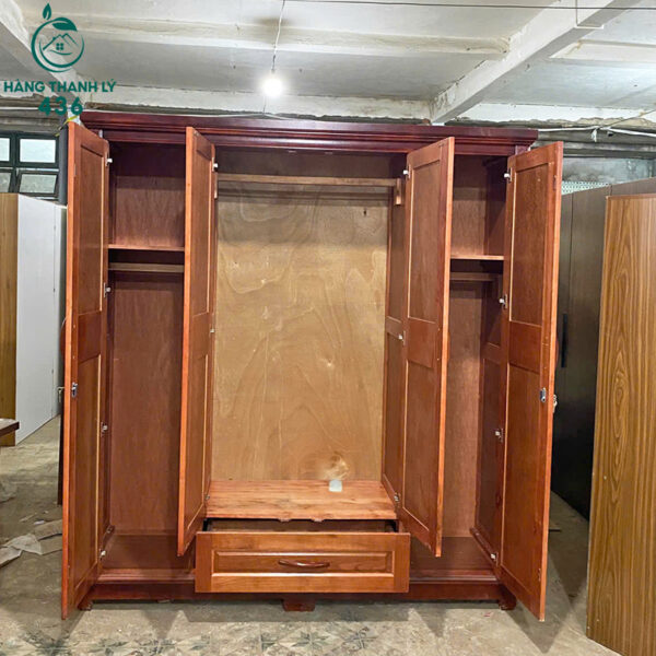 thanh ly tu quan ao go xoan dao 4 canh co ngan keo moi 99 2