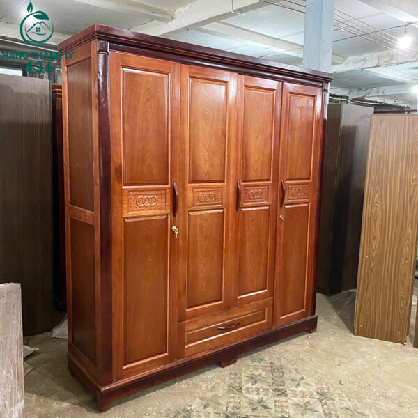 thanh ly tu quan ao go xoan dao 4 canh co ngan keo moi 99 3