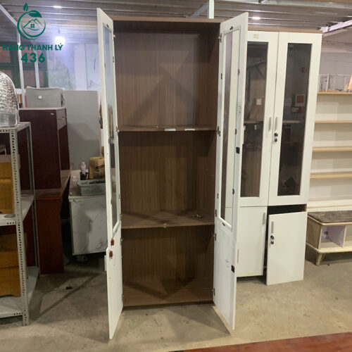 tu ho so cu 2 canh kinh 2m28x80cmx40cm khung go 1