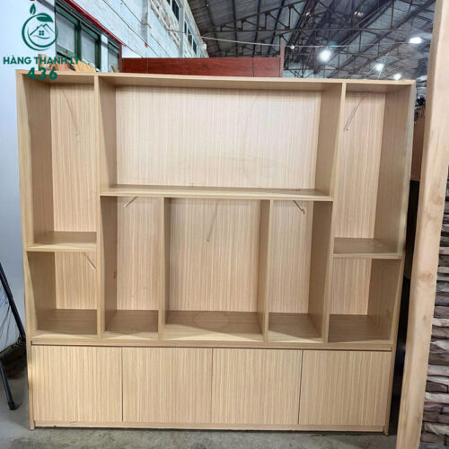 tu ke trung bay san pham cu 1m85x35cmx2m70 mau go sang