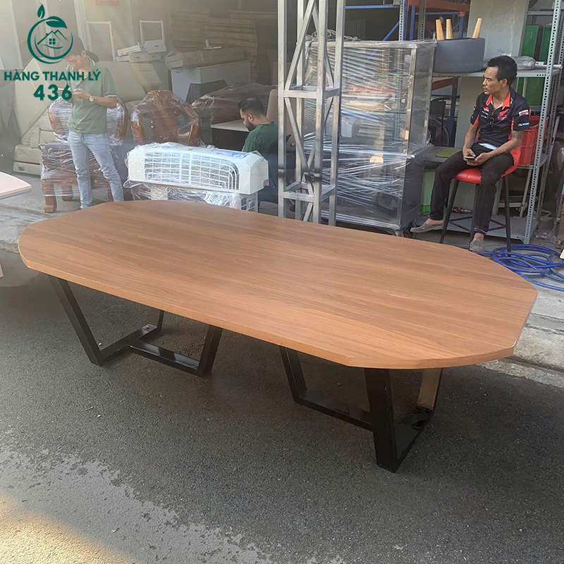 Bàn Họp Cũ 2M4X1M2 Mặt Gỗ Chân Sắt 4 ban hop cu 2m4x1m2 mat go chan sat 1