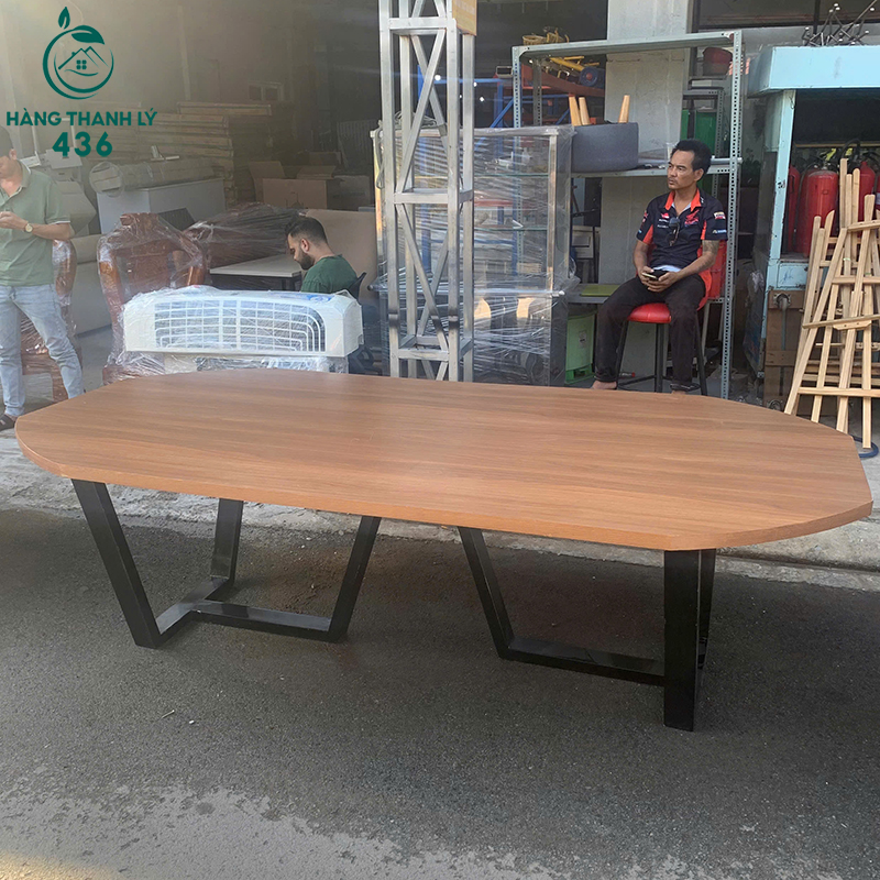 Bàn Họp Cũ 2M4X1M2 Mặt Gỗ Chân Sắt 6 ban hop cu 2m4x1m2 mat go chan sat 3