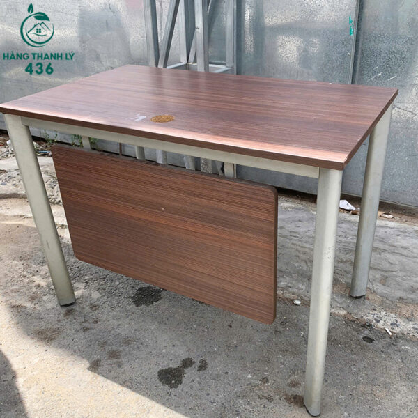 ban lam viec cu 1mx60cmx75cm van go nau chan kim loai 2