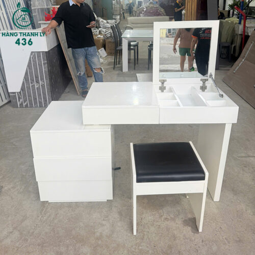 ban trang diem cu mau trang 1m4x50cmx80cm kem ghe 1