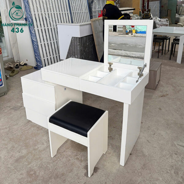 ban trang diem cu mau trang 1m4x50cmx80cm kem ghe 2
