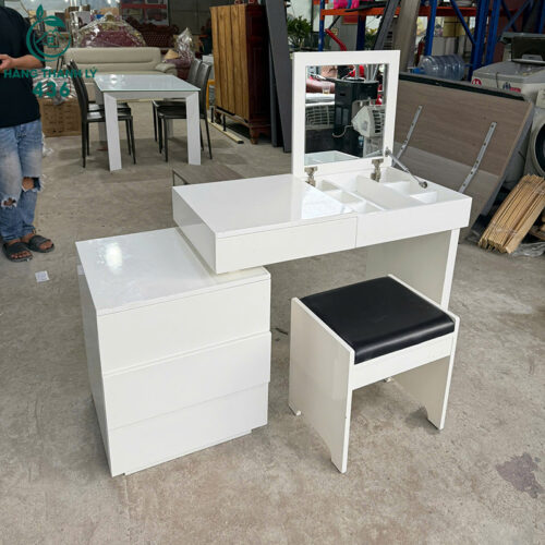 ban trang diem cu mau trang 1m4x50cmx80cm kem ghe 3