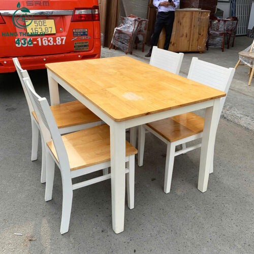 bo ban an go 1m2x70cm cu 4 ghe thiet ke hien dai 1