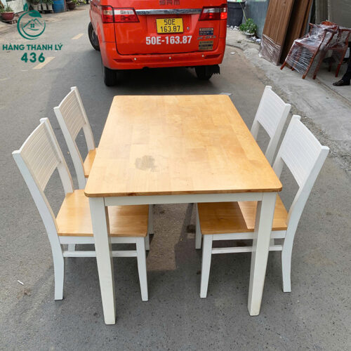 bo ban an go 1m2x70cm cu 4 ghe thiet ke hien dai 2