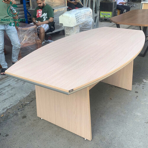 Bàn Họp Cũ 2MX1M Mặt Oval Vân Gỗ Đẹp 3 bo ban ghe cafe cu mat go tron nho gon 3