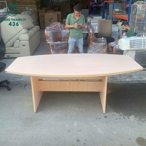 Bàn Họp Cũ 2MX1M Mặt Oval Vân Gỗ Đẹp 5 bo ban ghe cafe cu mat go tron nho gon 4