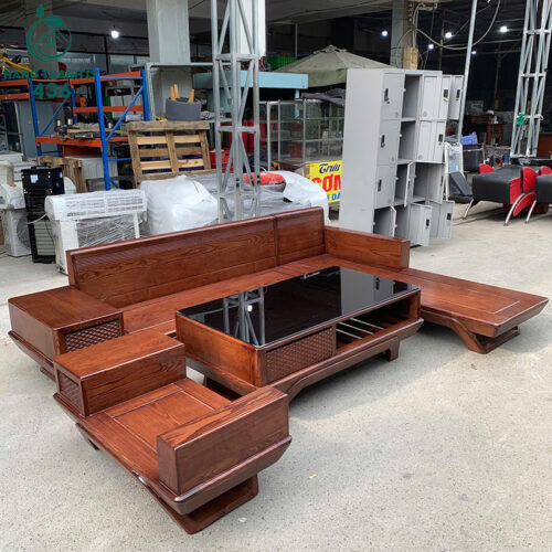 bo salon go cu goc l 2m76x70cmx2m kem don 3