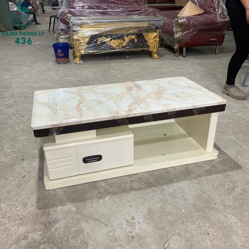 Bộ Sofa Cũ 2M2 Màu Kem Kèm Bàn 6 bo sofa cu 2m2 mau kem kem ban 1