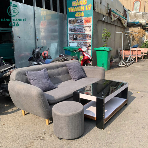 bo sofa cu kem ban va don mau xam hien dai 1