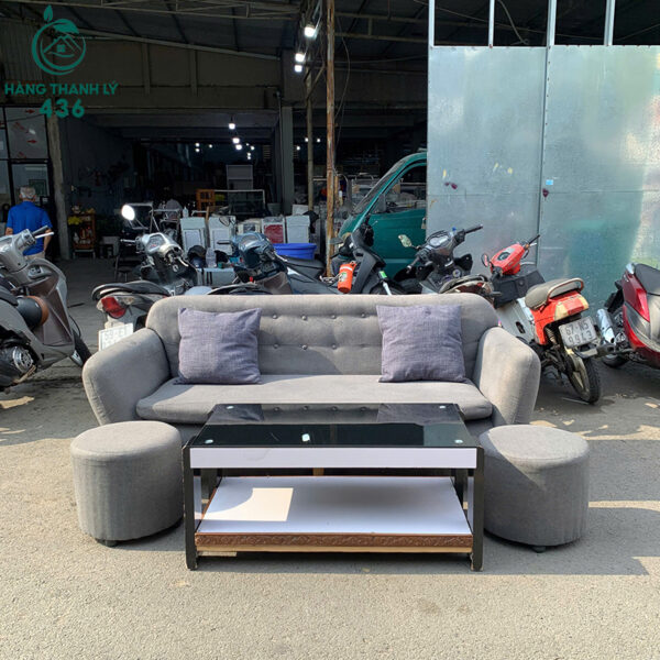 bo sofa cu kem ban va don mau xam hien dai 2