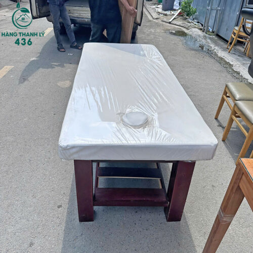 Giường Massage Gỗ Cũ Bọc Nệm Trắng Chắc Chắn 4 giuong massage go cu boc nem trang chac chan 1 2