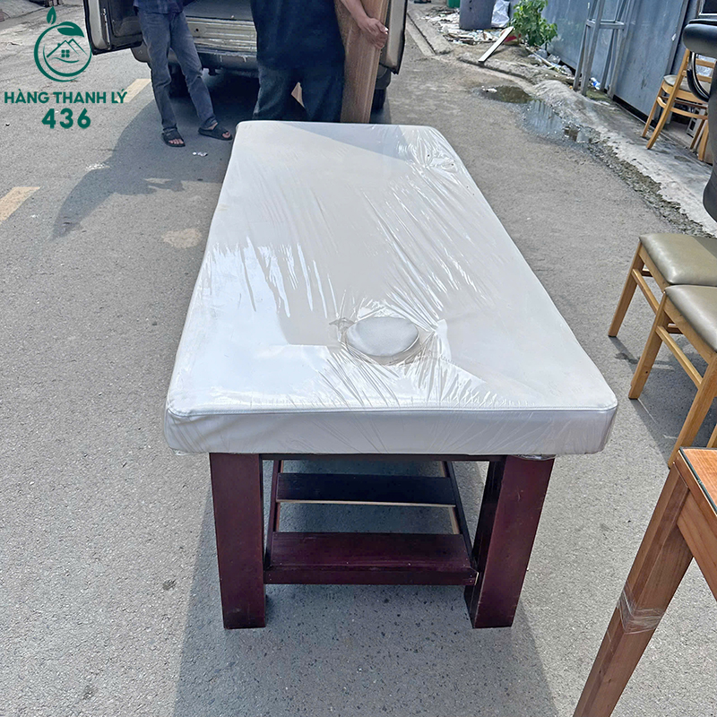 Giường Massage Gỗ Cũ Bọc Nệm Trắng Chắc Chắn 5 giuong massage go cu boc nem trang chac chan 1 2