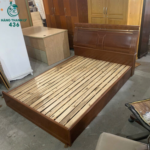 Giường Ngủ Gỗ Màu Nâu Cũ 1M4X2M Khung Chắc Chắn 6 giuong ngu go mau nau cu 1m4x2m khung chac chan 1