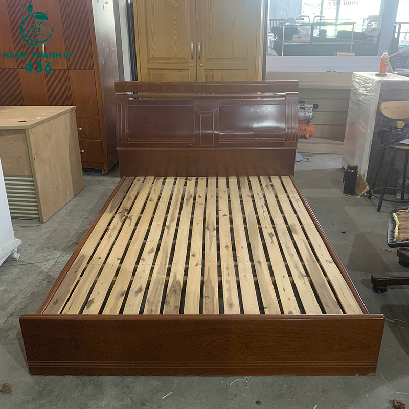 Giường Ngủ Gỗ Màu Nâu Cũ 1M4X2M Khung Chắc Chắn 10 giuong ngu go mau nau cu 1m4x2m khung chac chan 4