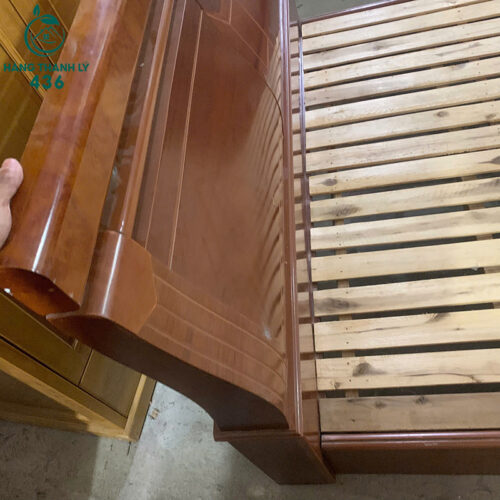Giường Ngủ Gỗ Màu Nâu Cũ 1M4X2M Khung Chắc Chắn 2 giuong ngu go mau nau cu 1m4x2m khung chac chan 6