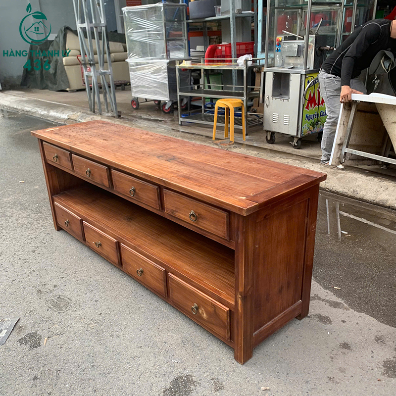 Kệ Tivi Gỗ Cũ Gỗ Tự Nhiên 1M7X65CMX45CM Nhiều Ngăn Kéo 7 ke tivi go cu go tu nhien nhieu ngan keo tien loi 2