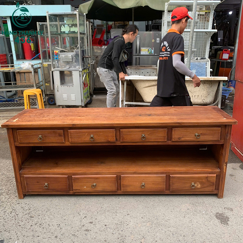 Kệ Tivi Gỗ Cũ Gỗ Tự Nhiên 1M7X65CMX45CM Nhiều Ngăn Kéo 5 ke tivi go cu go tu nhien nhieu ngan keo tien loi 3