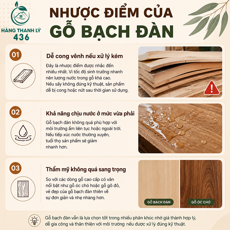 Nhược điểm của gỗ Bạch Đàn