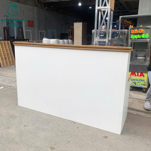 Quầy Thu Ngân Gỗ Màu Trắng Vân Gỗ Cũ 2MX60CMX1M4 4 quay thu ngan go mau trang van go cu 2mx60cmx1m4 1