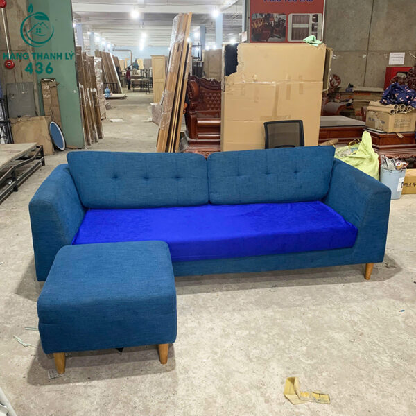 sofa bang cu 2m2x90cmx67cm boc ni mau xanh duong kem don 1