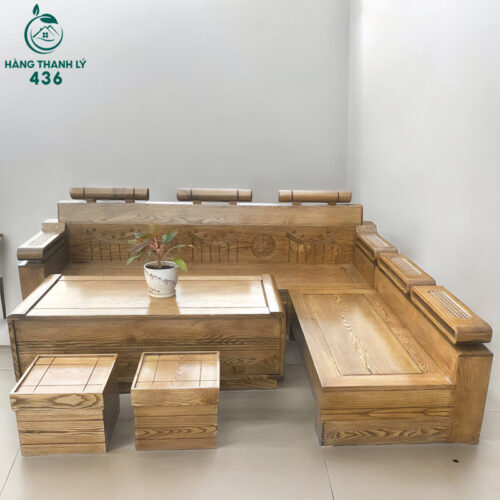 10+ Mẫu Bàn Ghế Sofa Gỗ Phòng Khách Nhỏ Đẹp 13 Sofa gỗ chữ L cho phòng khách nhỏ