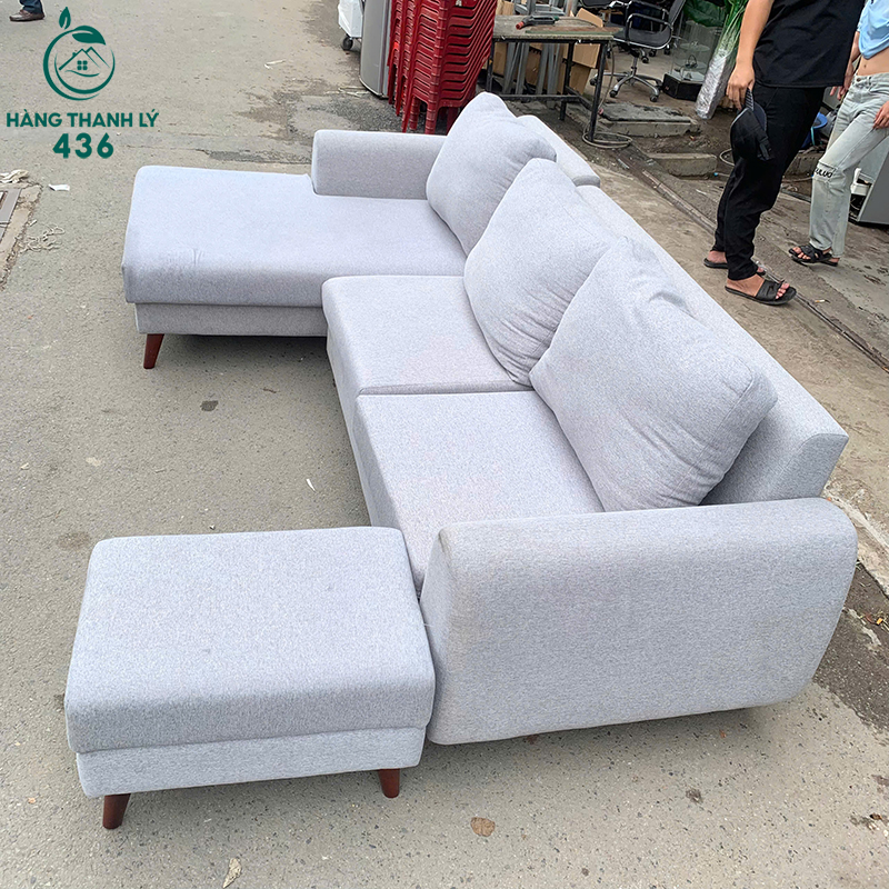 Sofa Góc Chữ L Cũ 2M5X1M5 Bọc Vải Màu Xám Kèm Đôn Rời 8 sofa goc chu l cu boc vai mau xam kem don roi 2