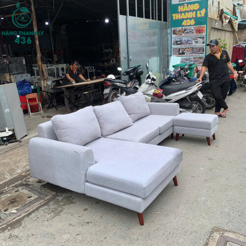 Sofa Góc Chữ L Cũ 2M5X1M5 Bọc Vải Màu Xám Kèm Đôn Rời 4 sofa goc chu l cu boc vai mau xam kem don roi 4