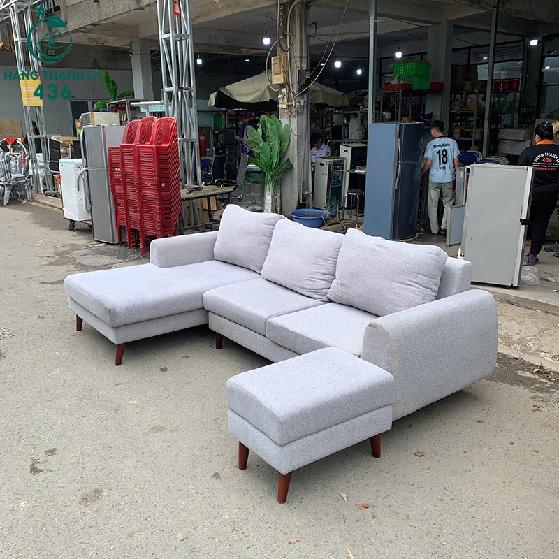 Sofa Góc Chữ L Cũ 2M5X1M5 Bọc Vải Màu Xám Kèm Đôn Rời 11 sofa goc chu l cu boc vai mau xam kem don roi 5