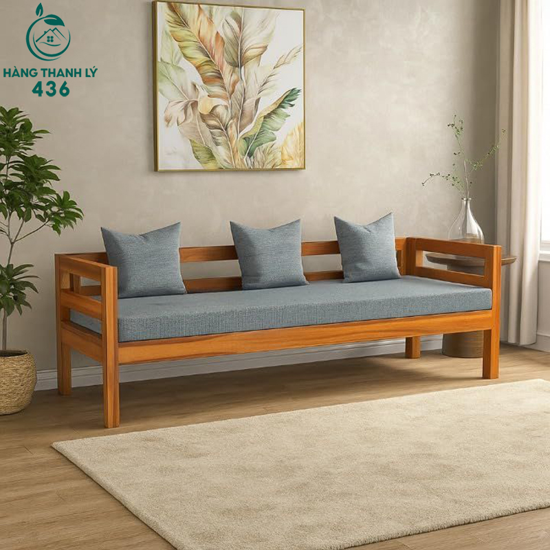 10+ Mẫu Bàn Ghế Sofa Gỗ Phòng Khách Nhỏ Đẹp 14 Sofa văng gỗ (Sofa băng) nhỏ gọn
