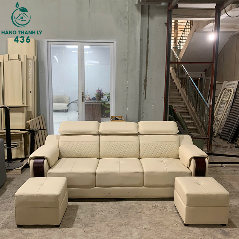 Thanh Lý Sofa Băng Bọc Da Màu Kem 2M3X90CMX80CM Mới 99% (Nhiều Mẫu) 5 thanh ly sofa bang boc da mau kem 2m3x90cmx80cm moi 99 2 2