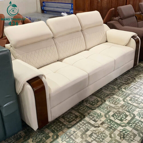 Thanh Lý Sofa Băng Bọc Da Màu Kem 2M3X90CMX80CM Mới 99% 3 thanh ly sofa bang boc da mau kem 2m3x90cmx80cm moi 99 2