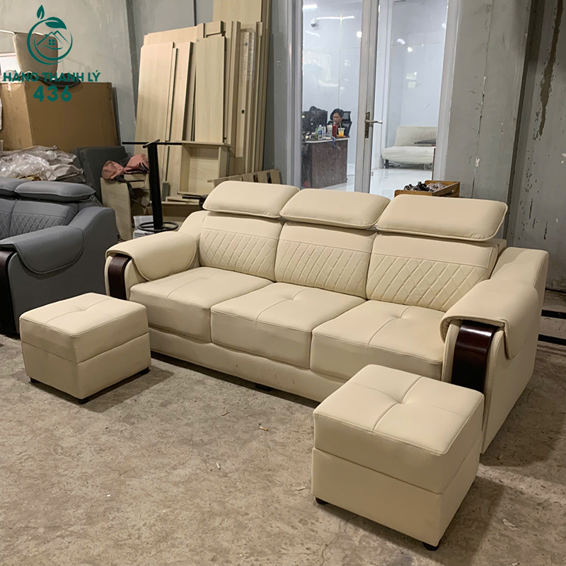 Thanh Lý Sofa Băng Bọc Da Màu Kem 2M3X90CMX80CM Mới 99% (Nhiều Mẫu) 6 thanh ly sofa bang boc da mau kem 2m3x90cmx80cm moi 99 3 2