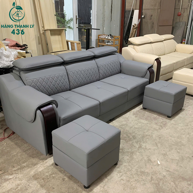 Thanh Lý Sofa Băng Bọc Da Màu Kem 2M3X90CMX80CM Mới 99% (Nhiều Mẫu) 12 thanh ly sofa bang boc da mau kem 2m3x90cmx80cm moi 99 4