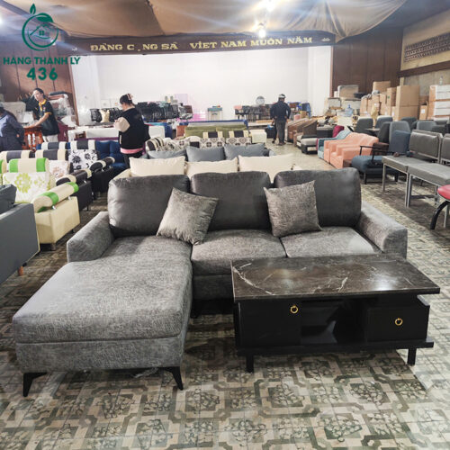 thanh ly sofa goc l mau xam kem 2 goi nho moi 99 1