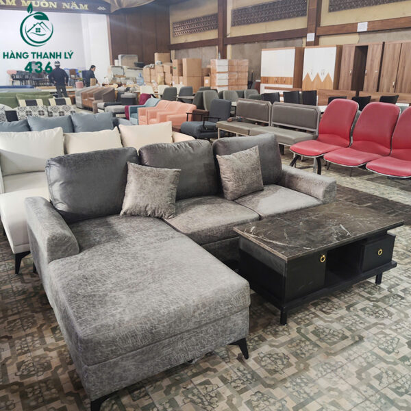 thanh ly sofa goc l mau xam kem 2 goi nho moi 99 2
