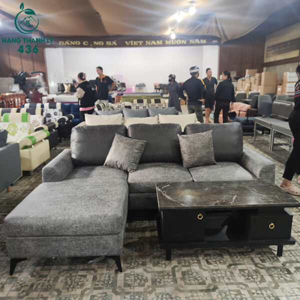 thanh ly sofa goc l mau xam kem 2 goi nho moi 99 3