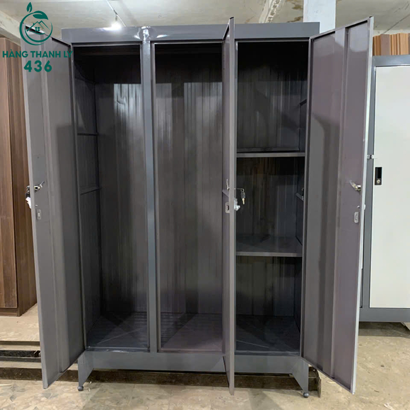 Thanh Lý Tủ Quần Áo Sắt 1M2X1M8 3 Cánh Có Gương (Nhiều Màu) 9 thanh ly tu quan ao sat cu 3 canh co guong nhieu mau 4